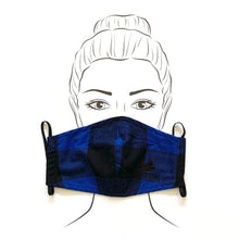 Load image into Gallery viewer, Good Girl Mask- Navy/Black Plaid-Black Logo