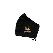 Load image into Gallery viewer, Good Girl Mask- Solid Black-Gold Logo