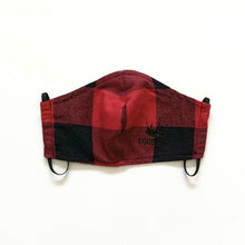 Load image into Gallery viewer, Good Girl Mask- Red/Blk Plaid-Black Logo